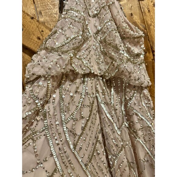 NWT Adrianna Papell Halter Fully Beaded Blouson Gown Formal Dress Size 8 Pink - Picture 2 of 8